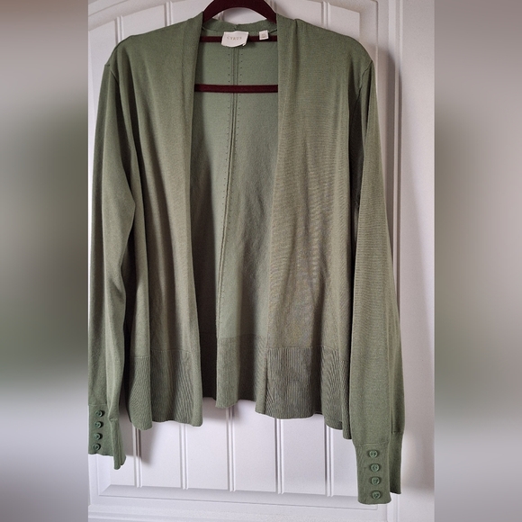 Cyrus Sage Green Open Front Cardigan XL | Lightweight Layering Sweater - Picture 4 of 9